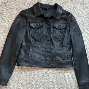 WHBM Black Pleather Button Up Jacket, like new.